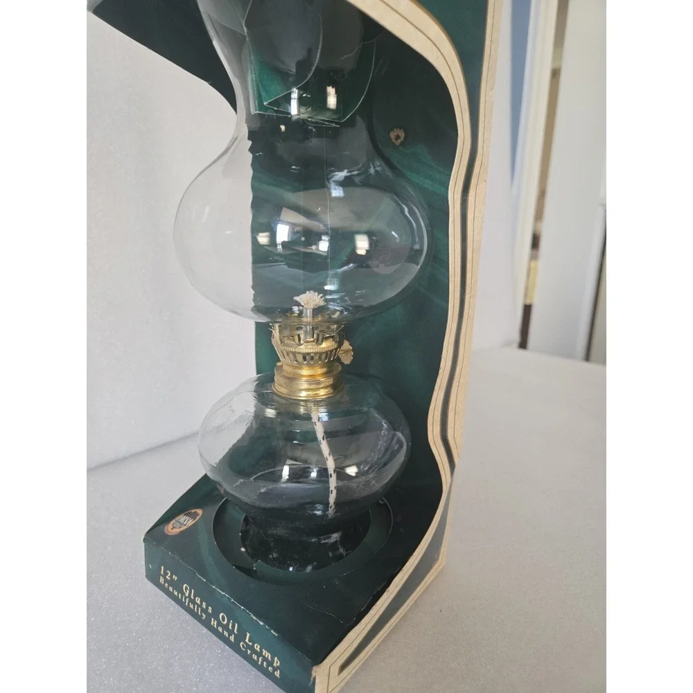 Vintage‎ Clear Glass Lamplight Oil Lamp Romance Collection Handblown Oil Lamp